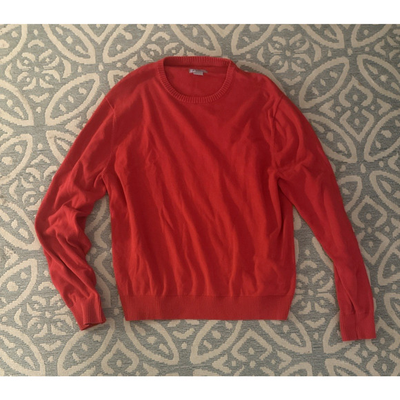 JCP JC Penneys Mens 100% Cotton Sweater Red Combed Crew Neck Long Sleeve Size XL - Picture 2 of 11